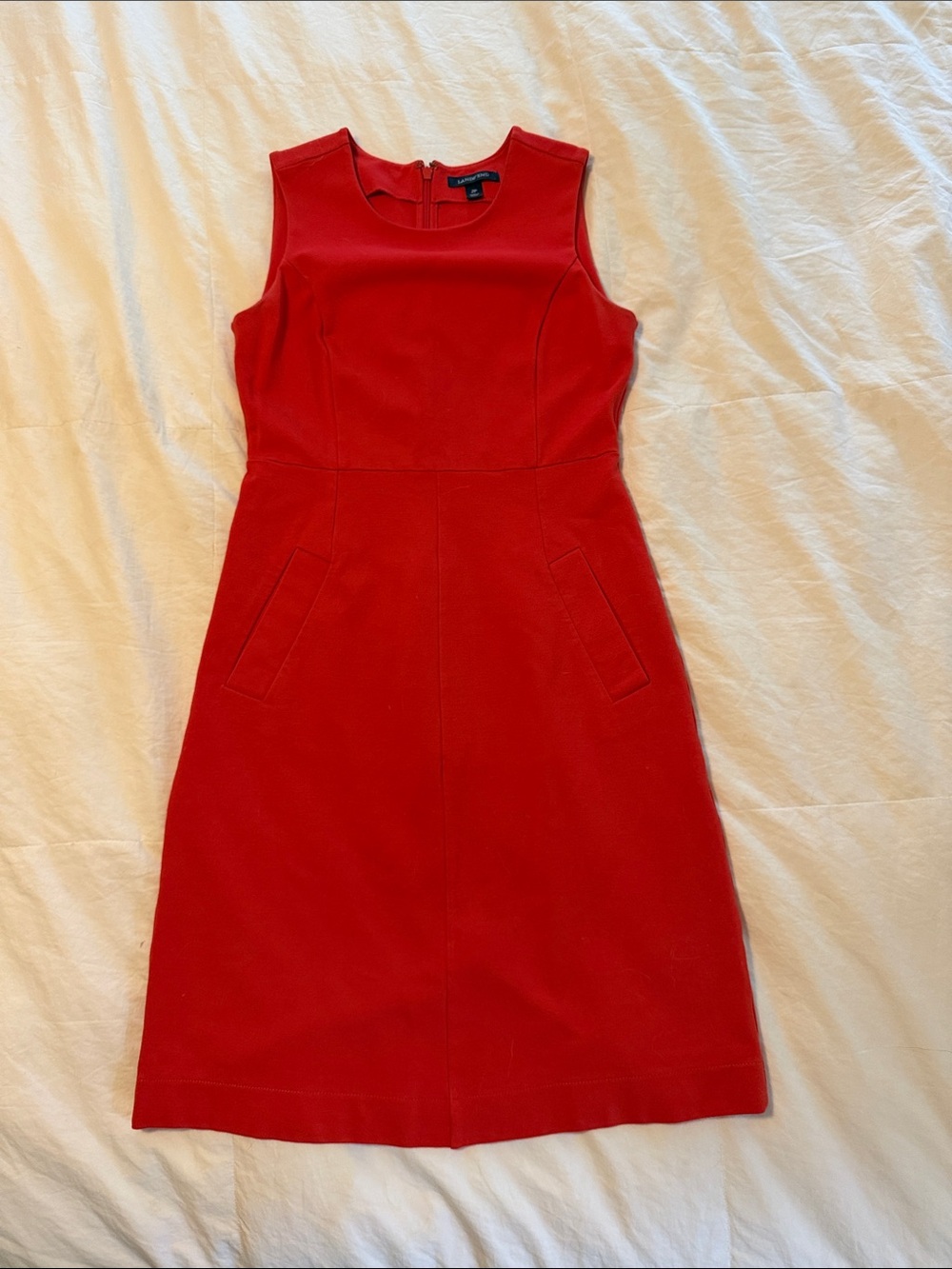 Lands' End Red Sleeveless Midi Sheath Dress